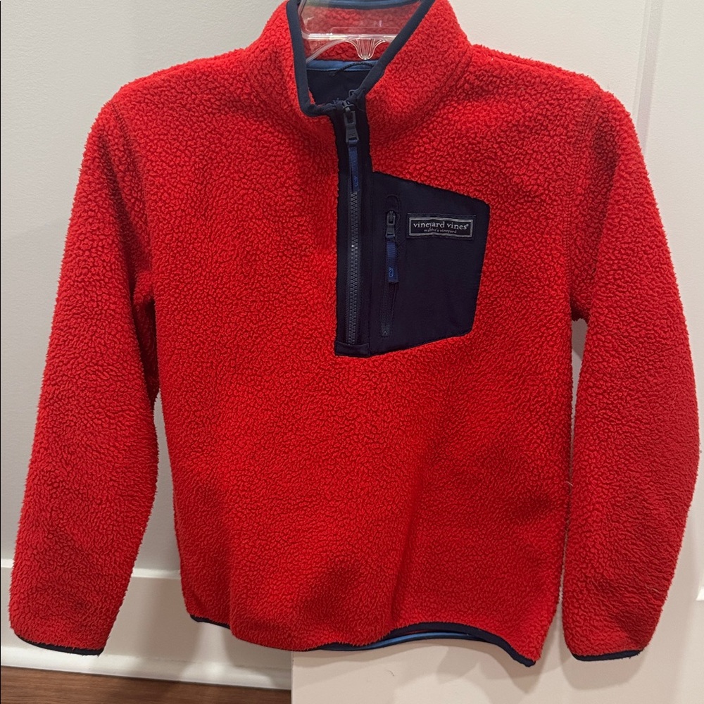 Vineyard Vines Red Fleece with Navy Details